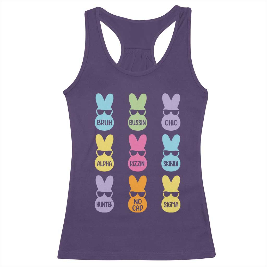 Easter Bruh Racerback Tank Top Gen Alpha Slang Skibidi Rizz Cute Bunny TS10 Purple Print Your Wear