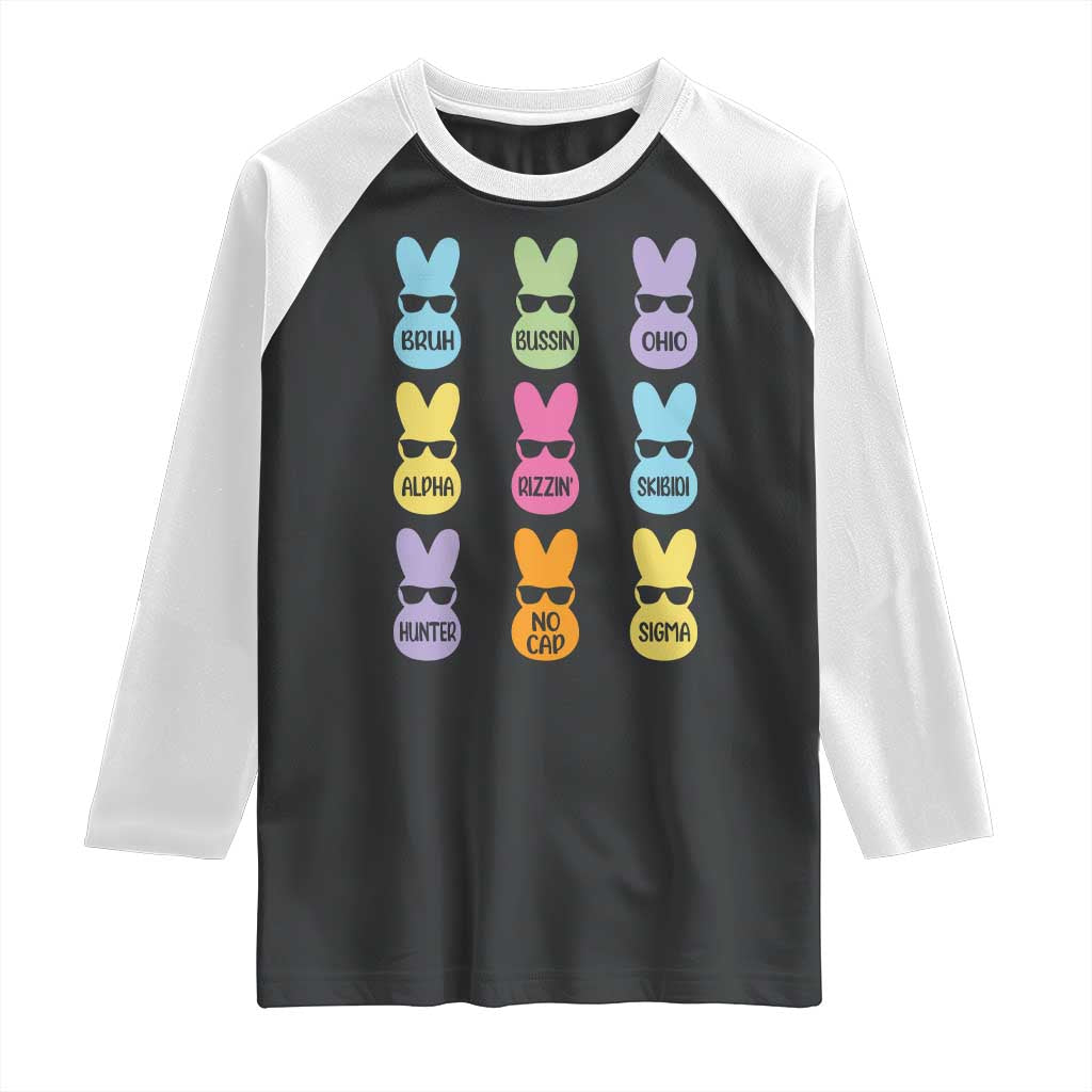 Easter Bruh Raglan Shirt Gen Alpha Slang Skibidi Rizz Cute Bunny TS10 Black White Print Your Wear