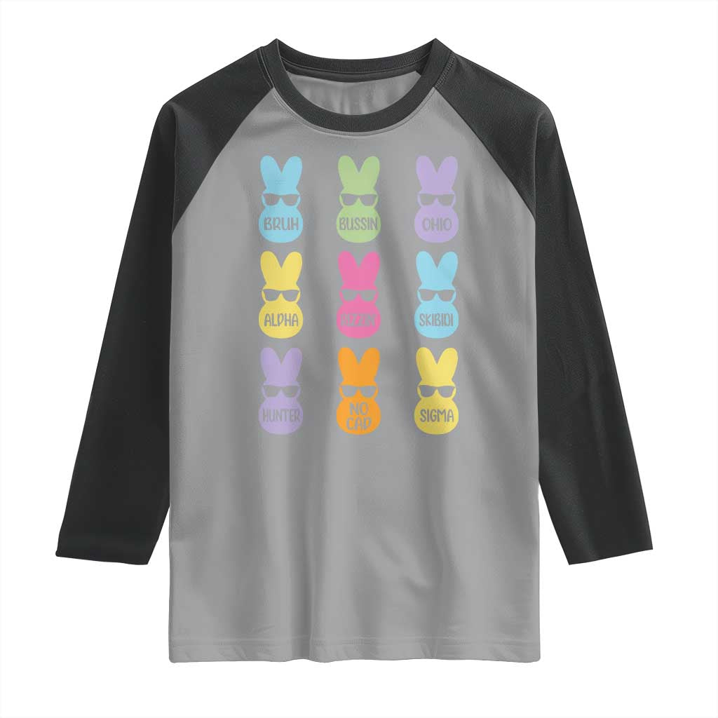 Easter Bruh Raglan Shirt Gen Alpha Slang Skibidi Rizz Cute Bunny TS10 Sport Gray Black Print Your Wear