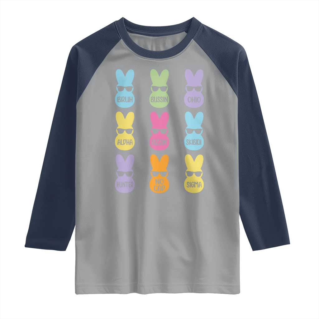 Easter Bruh Raglan Shirt Gen Alpha Slang Skibidi Rizz Cute Bunny TS10 Sport Gray Navy Print Your Wear