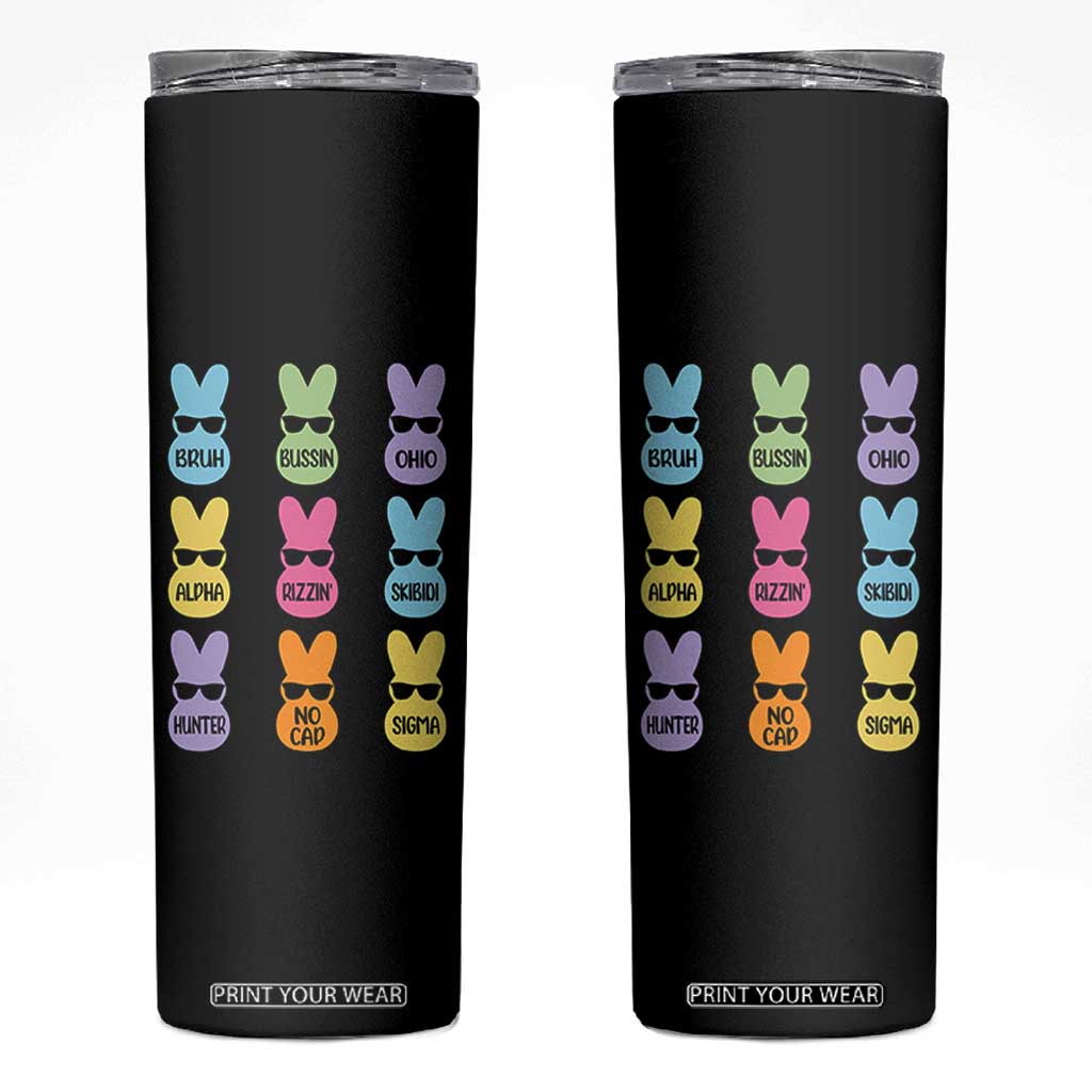 Easter Bruh Skinny Tumbler Gen Alpha Slang Skibidi Rizz Cute Bunny TS10 Black Print Your Wear
