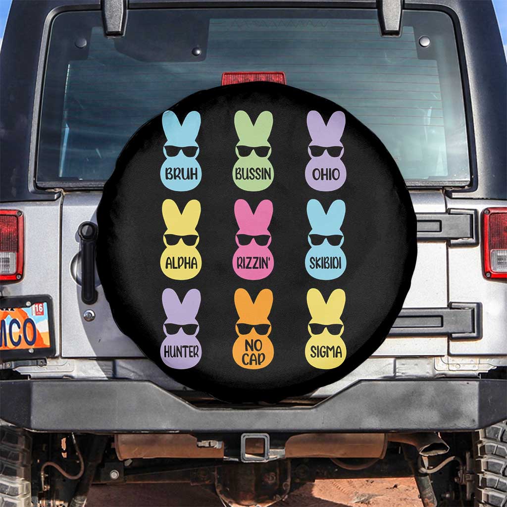 Easter Bruh Spare Tire Cover Gen Alpha Slang Skibidi Rizz Cute Bunny TS10 No hole Black Print Your Wear