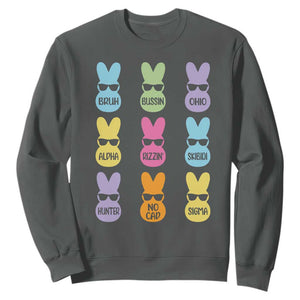 Easter Bruh Sweatshirt Gen Alpha Slang Skibidi Rizz Cute Bunny TS10 Dark Heather Print Your Wear
