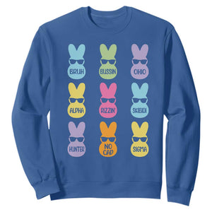 Easter Bruh Sweatshirt Gen Alpha Slang Skibidi Rizz Cute Bunny TS10 Royal Blue Print Your Wear