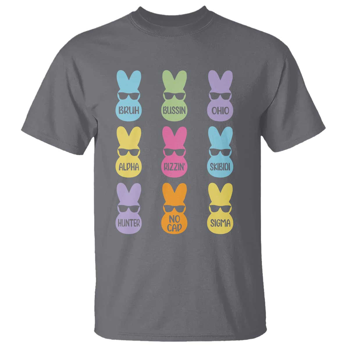 Easter Bruh T Shirt Gen Alpha Slang Skibidi Rizz Cute Bunny TS10 Charcoal Print Your Wear