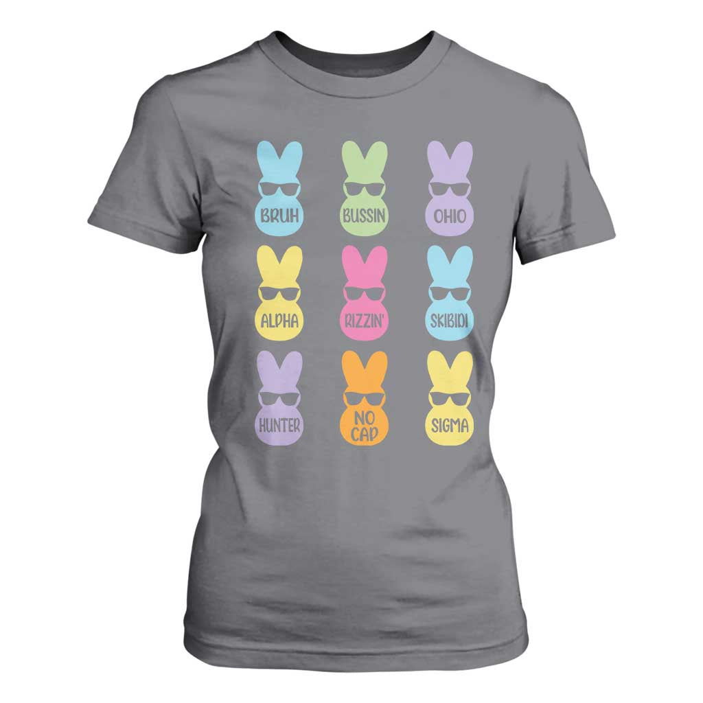 Easter Bruh T Shirt For Women Gen Alpha Slang Skibidi Rizz Cute Bunny TS10 Charcoal Print Your Wear