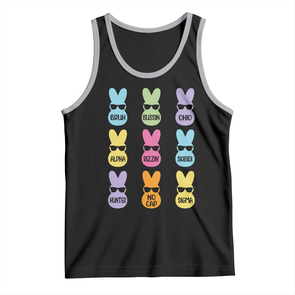 Easter Bruh Tank Top Gen Alpha Slang Skibidi Rizz Cute Bunny TS10 Black Athletic Heather Print Your Wear