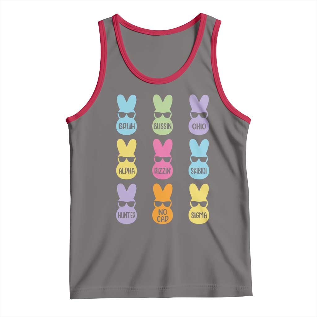 Easter Bruh Tank Top Gen Alpha Slang Skibidi Rizz Cute Bunny TS10 Deep Heather Red Print Your Wear