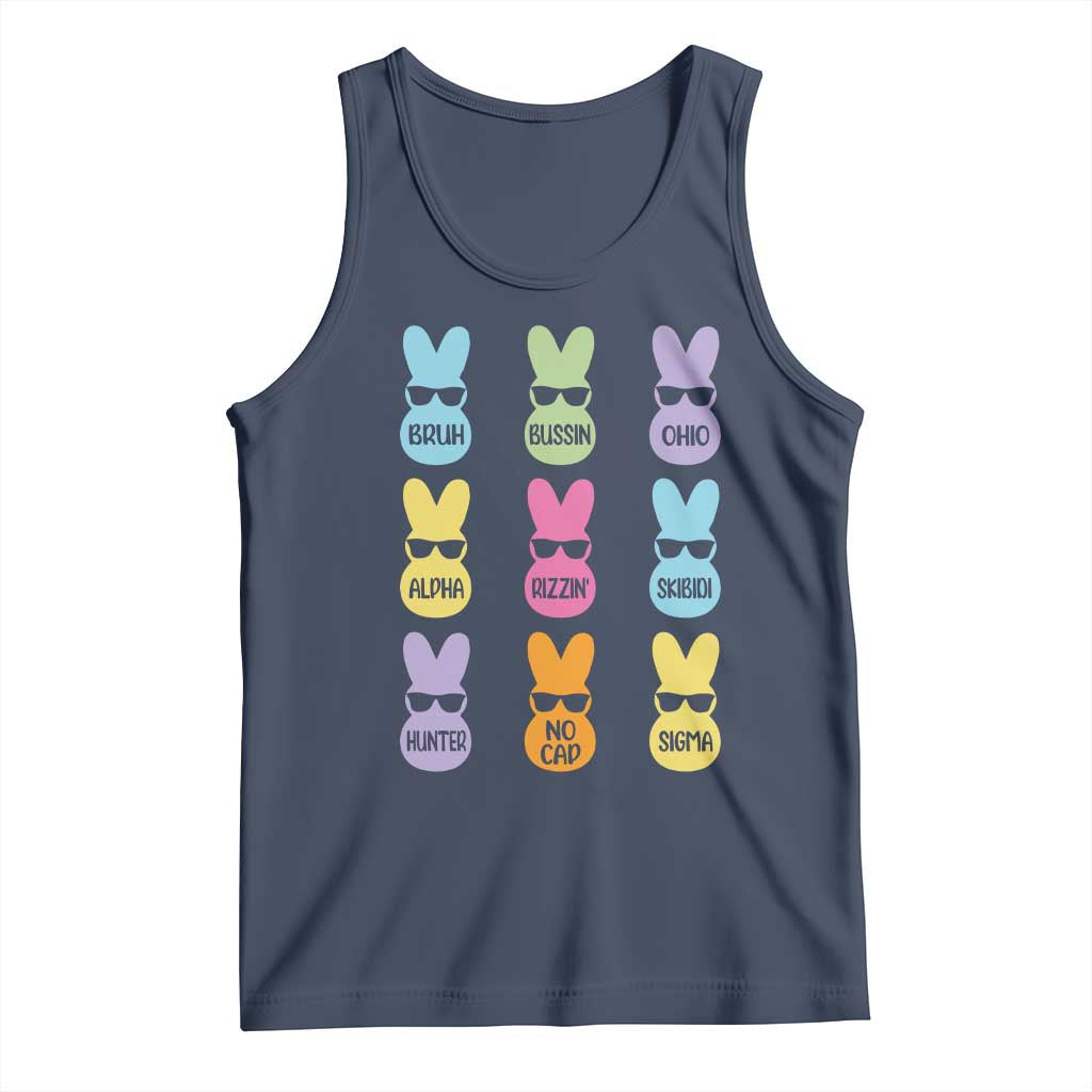 Easter Bruh Tank Top Gen Alpha Slang Skibidi Rizz Cute Bunny TS10 Navy Print Your Wear