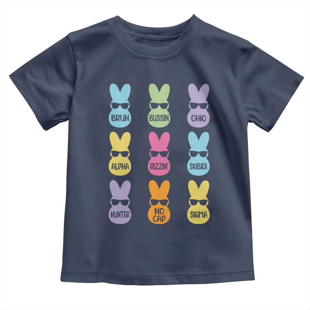 Easter Bruh Toddler T Shirt Gen Alpha Slang Skibidi Rizz Cute Bunny TS10 Navy Print Your Wear