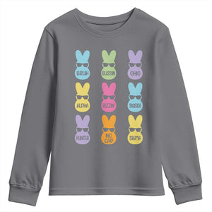 Easter Bruh Youth Sweatshirt Gen Alpha Slang Skibidi Rizz Cute Bunny TS10 Charcoal Print Your Wear