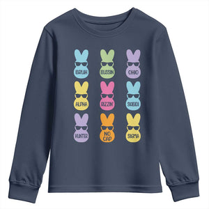 Easter Bruh Youth Sweatshirt Gen Alpha Slang Skibidi Rizz Cute Bunny TS10 Navy Print Your Wear