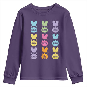 Easter Bruh Youth Sweatshirt Gen Alpha Slang Skibidi Rizz Cute Bunny TS10 Purple Print Your Wear