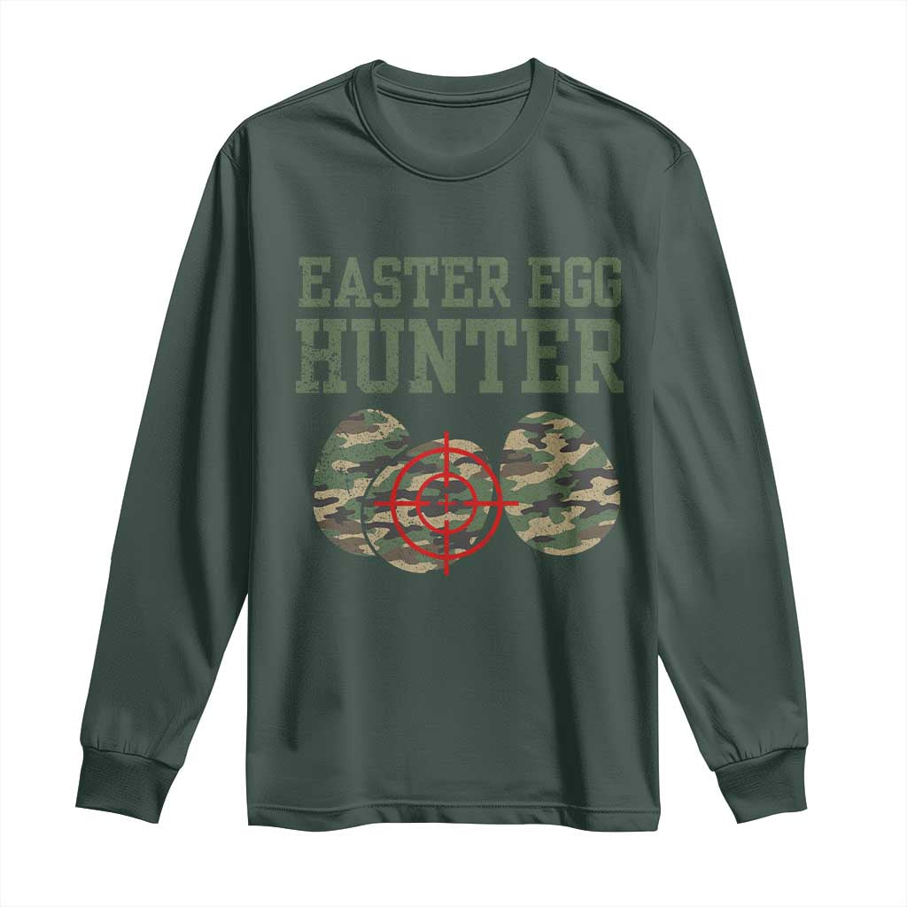 Easter Egg Hunter Long Sleeve Shirt Camo Funny Hunting TS10 Dark Forest Green Print Your Wear