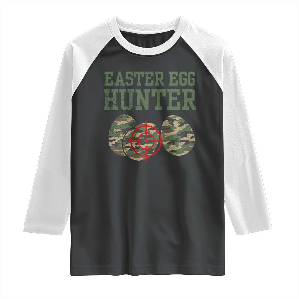 Easter Egg Hunter Raglan Shirt Camo Funny Hunting TS10 Black White Print Your Wear