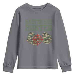 Easter Egg Hunter Youth Sweatshirt Camo Funny Hunting TS10 Charcoal Print Your Wear