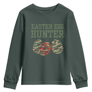 Easter Egg Hunter Youth Sweatshirt Camo Funny Hunting TS10 Dark Forest Green Print Your Wear