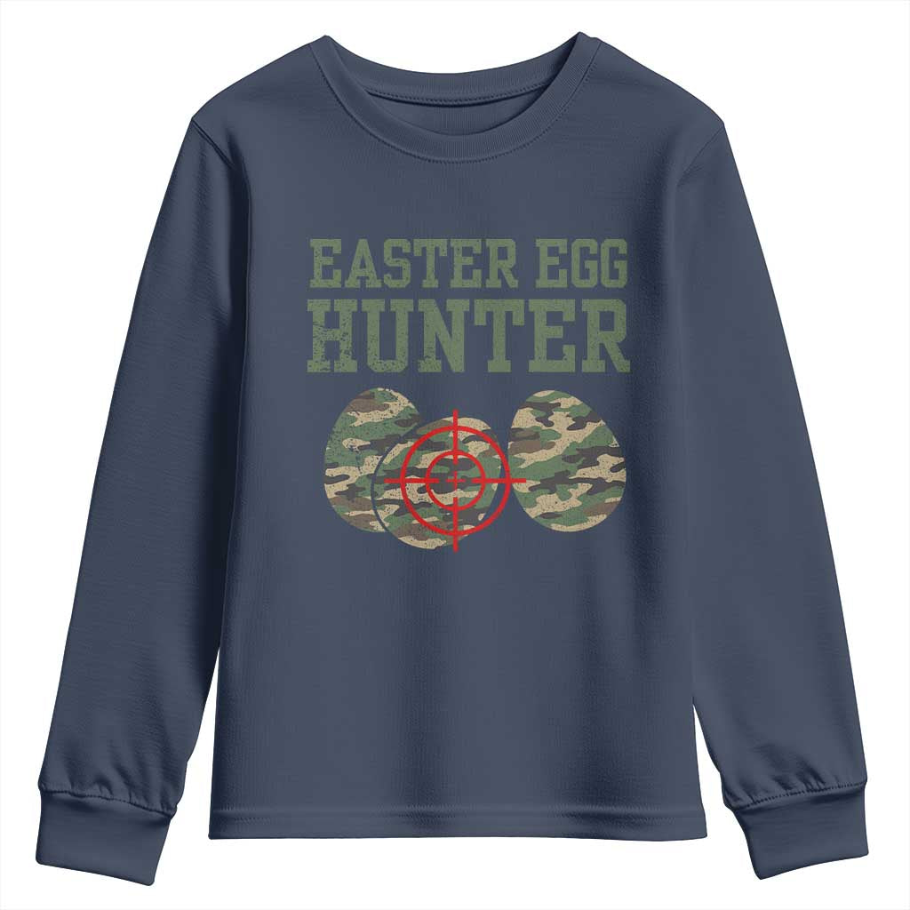 Easter Egg Hunter Youth Sweatshirt Camo Funny Hunting TS10 Navy Print Your Wear