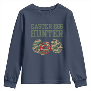 Easter Egg Hunter Youth Sweatshirt Camo Funny Hunting TS10 Navy Print Your Wear