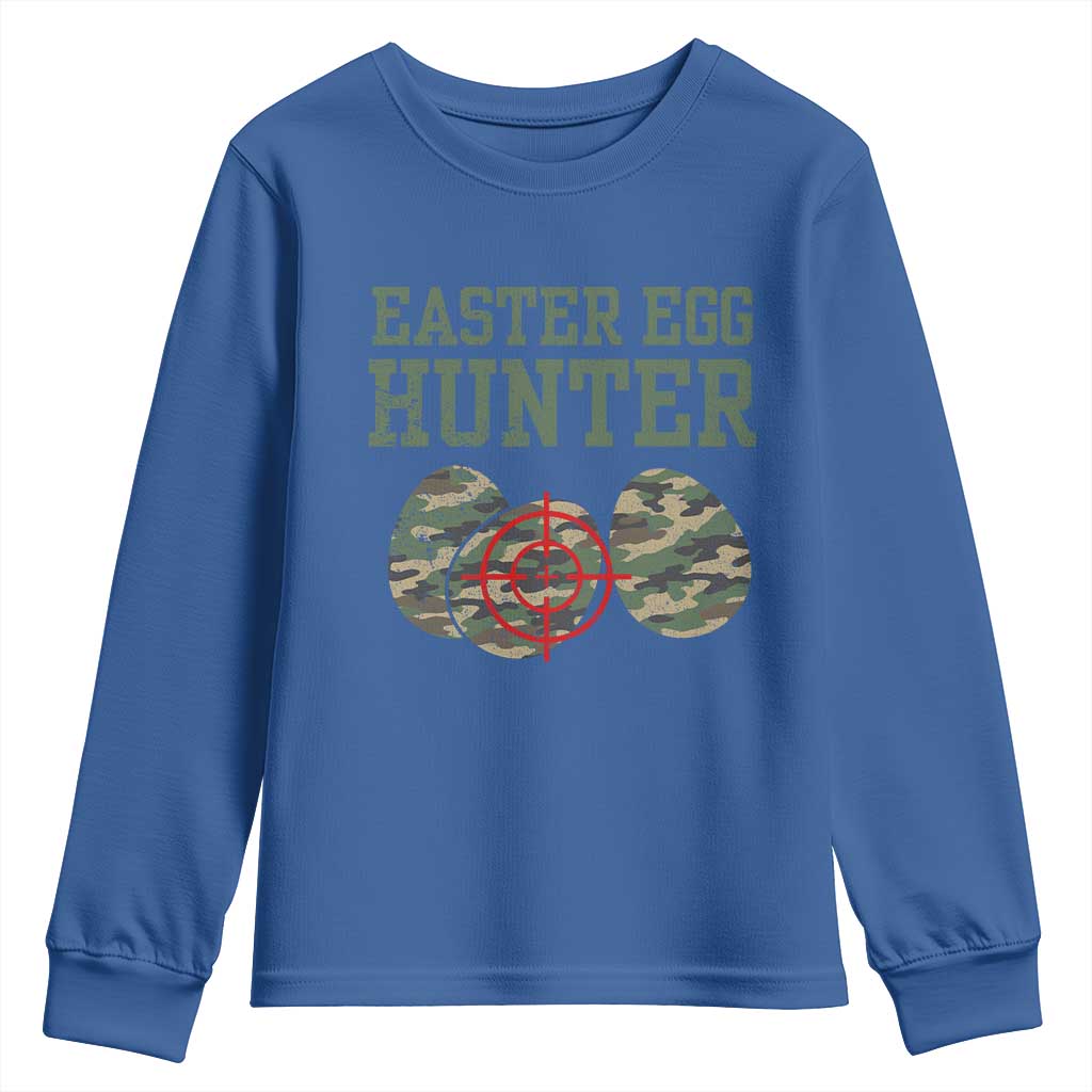 Easter Egg Hunter Youth Sweatshirt Camo Funny Hunting TS10 Royal Blue Print Your Wear