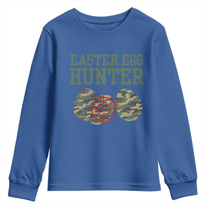 Easter Egg Hunter Youth Sweatshirt Camo Funny Hunting TS10 Royal Blue Print Your Wear