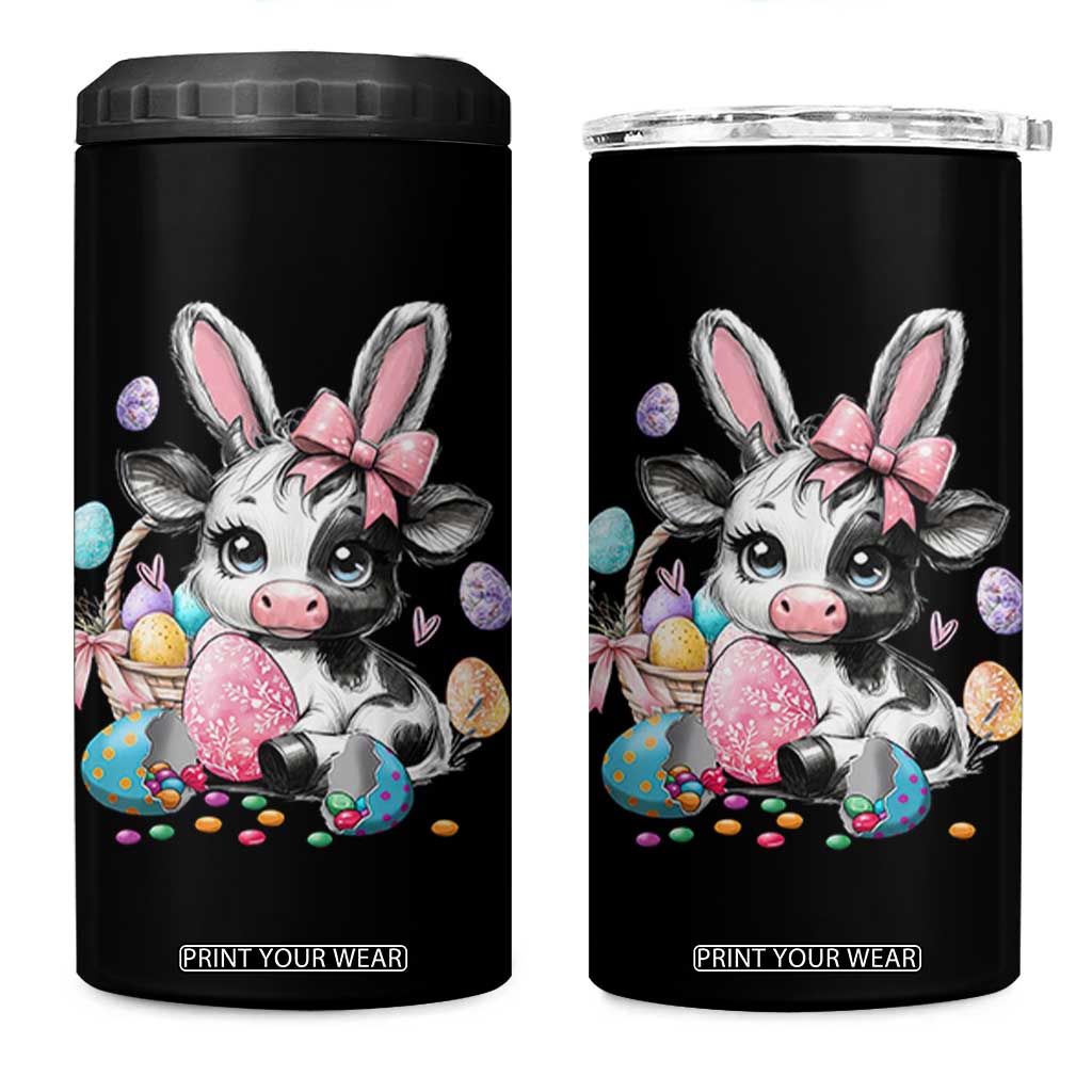 Easter Day Cow 4 in 1 Can Cooler Tumbler Cute Cow Bunny Heifer TS10 One Size: 16 oz Black Print Your Wear