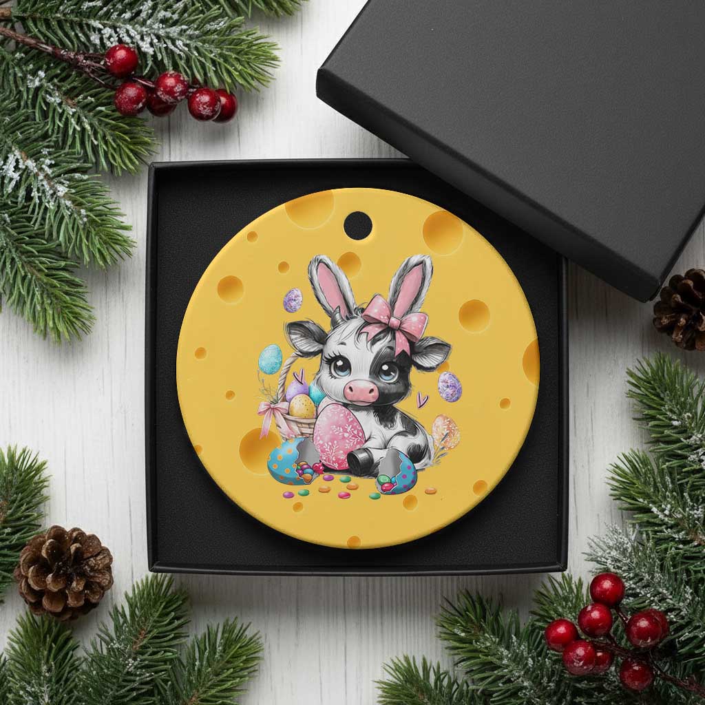 Easter Day Cow Ceramic Ornament Cute Cow Bunny Heifer TS10 1pc Yellow Cheese Print Your Wear