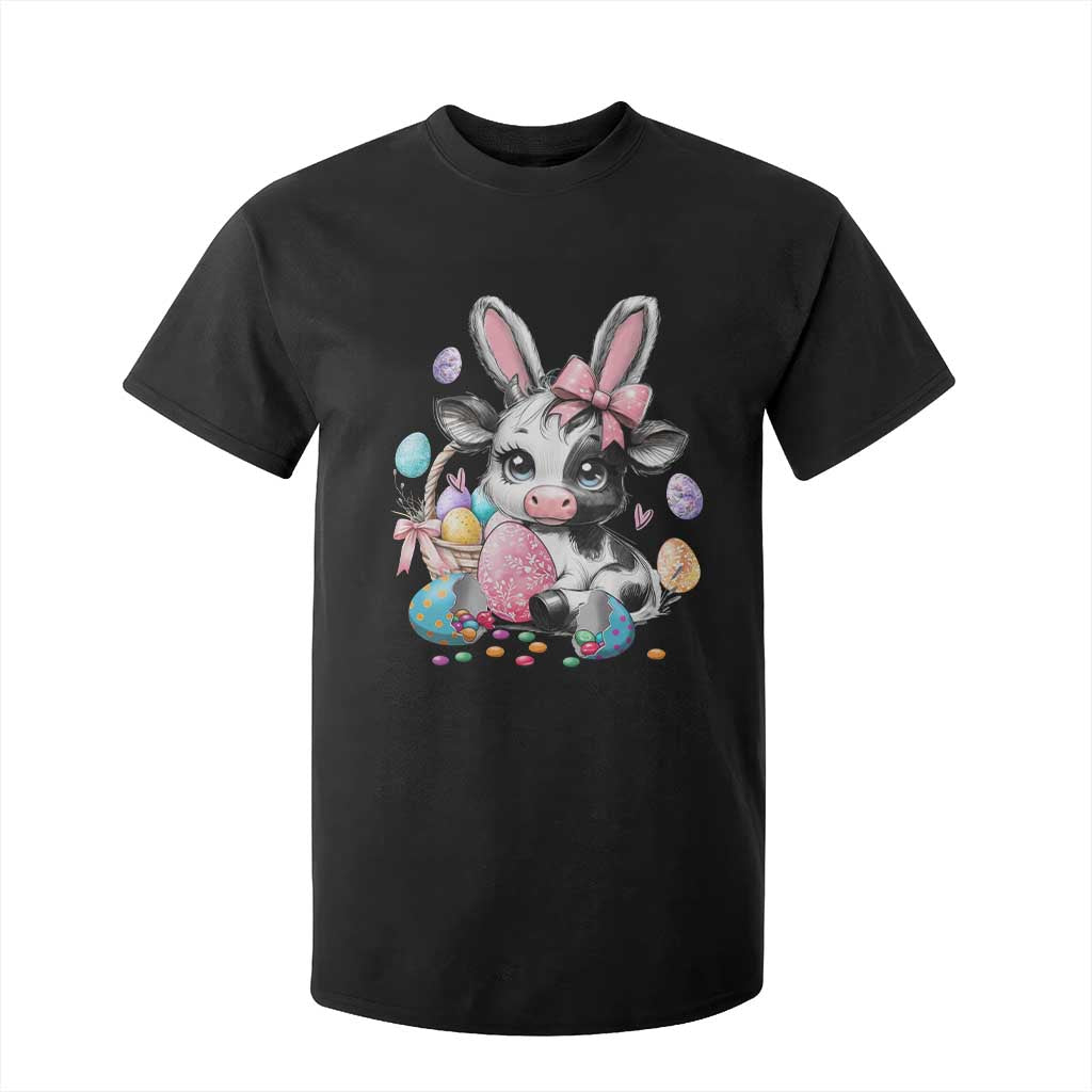 Easter Day Cow T Shirt For Kid Cute Cow Bunny Heifer TS10 Black Print Your Wear