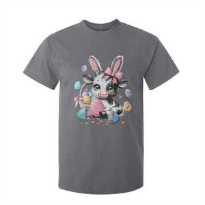 Easter Day Cow T Shirt For Kid Cute Cow Bunny Heifer TS10 Charcoal Print Your Wear