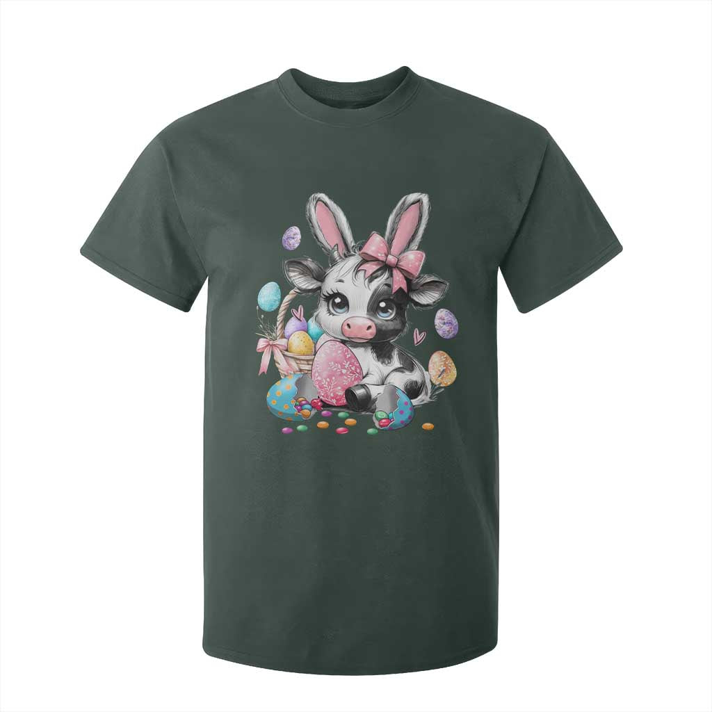Easter Day Cow T Shirt For Kid Cute Cow Bunny Heifer TS10 Dark Forest Green Print Your Wear