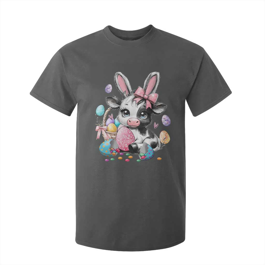 Easter Day Cow T Shirt For Kid Cute Cow Bunny Heifer TS10 Dark Heather Print Your Wear