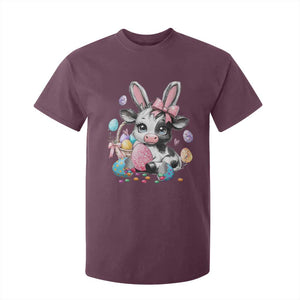 Easter Day Cow T Shirt For Kid Cute Cow Bunny Heifer TS10 Maroon Print Your Wear