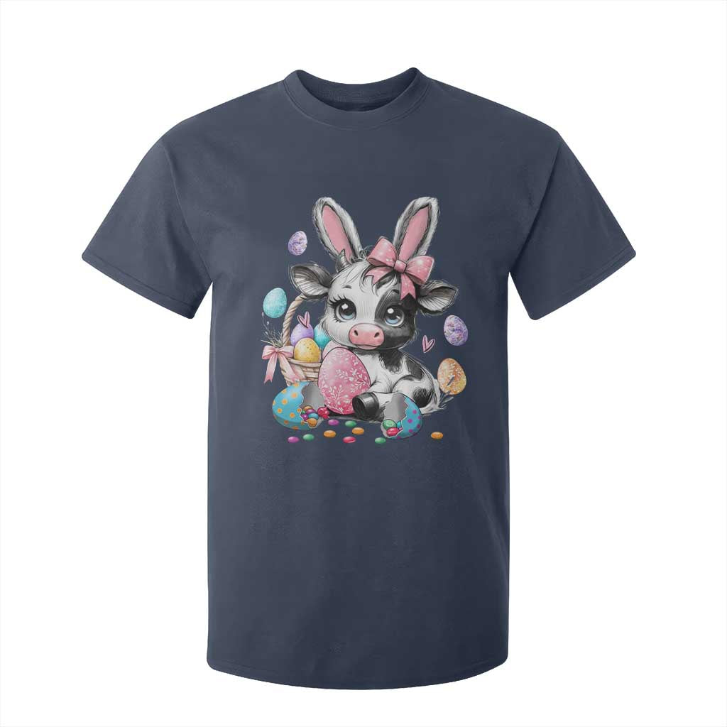 Easter Day Cow T Shirt For Kid Cute Cow Bunny Heifer TS10 Navy Print Your Wear