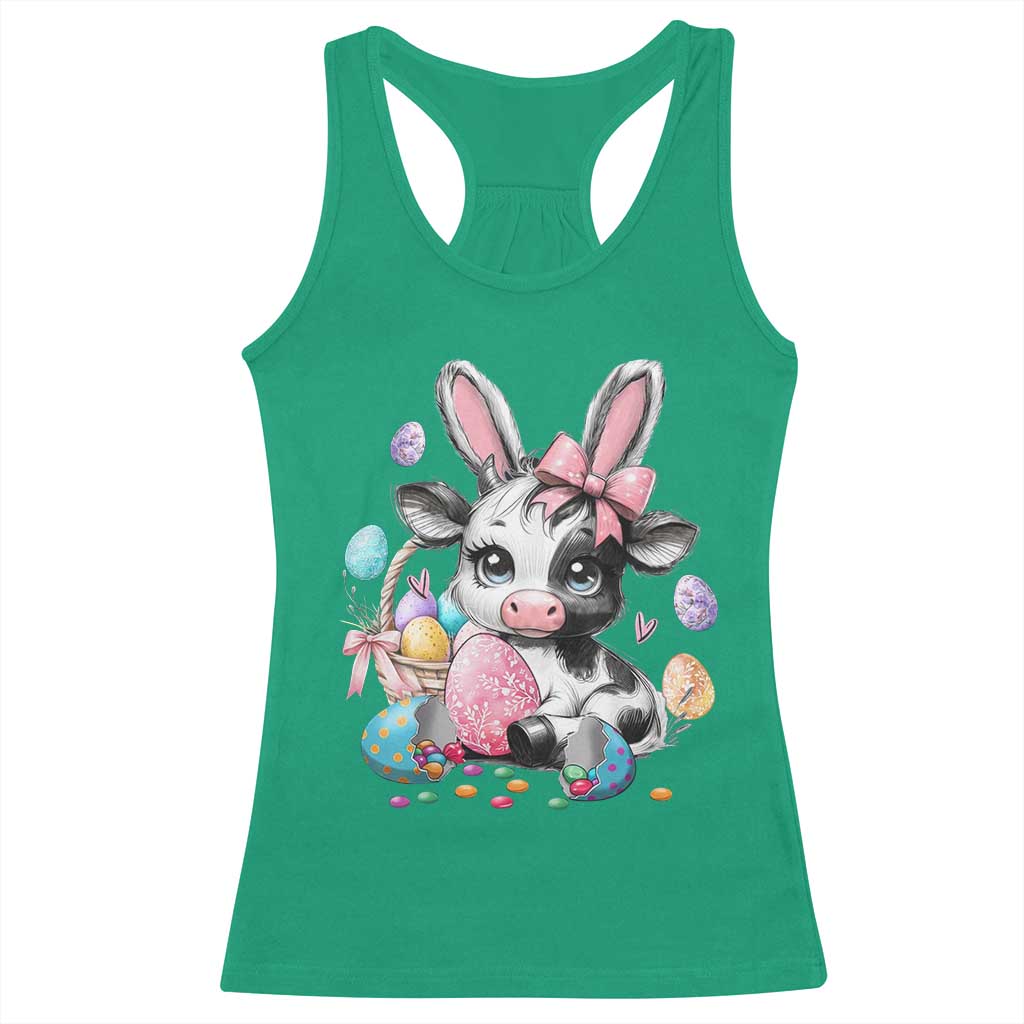 Easter Day Cow Racerback Tank Top Cute Cow Bunny Heifer TS10 Irish Green Print Your Wear