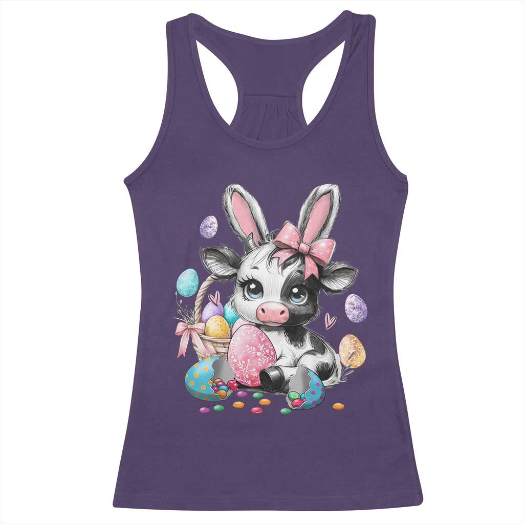 Easter Day Cow Racerback Tank Top Cute Cow Bunny Heifer TS10 Purple Print Your Wear