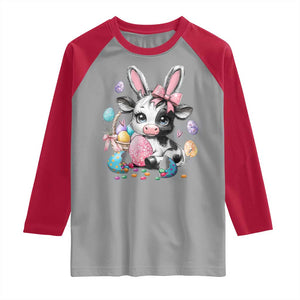 Easter Day Cow Raglan Shirt Cute Cow Bunny Heifer TS10 Sport Gray Red Print Your Wear