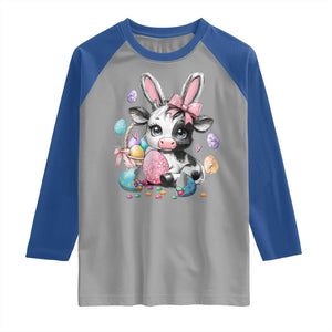 Easter Day Cow Raglan Shirt Cute Cow Bunny Heifer TS10 Sport Gray Royal Print Your Wear