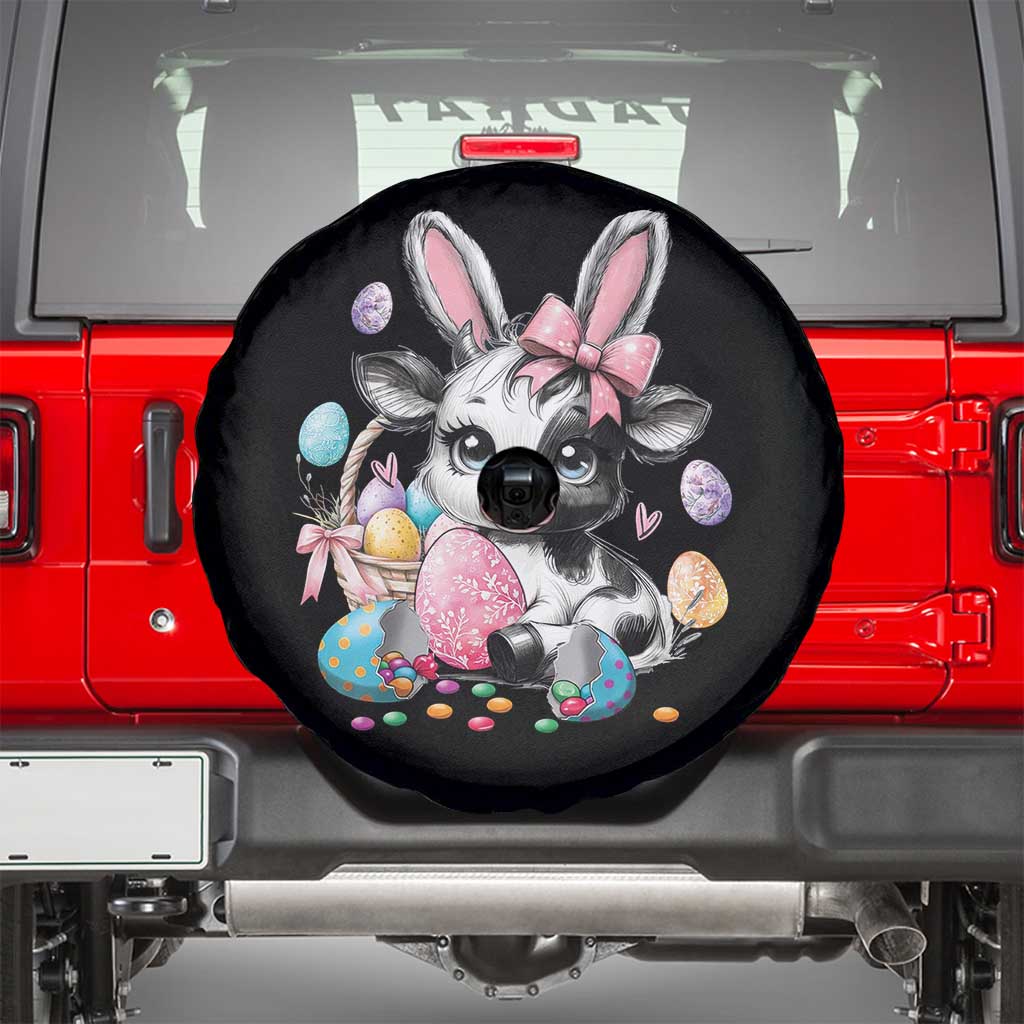 Easter Day Cow Spare Tire Cover Cute Cow Bunny Heifer TS10 Black Print Your Wear