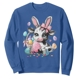Easter Day Cow Sweatshirt Cute Cow Bunny Heifer TS10 Royal Blue Print Your Wear