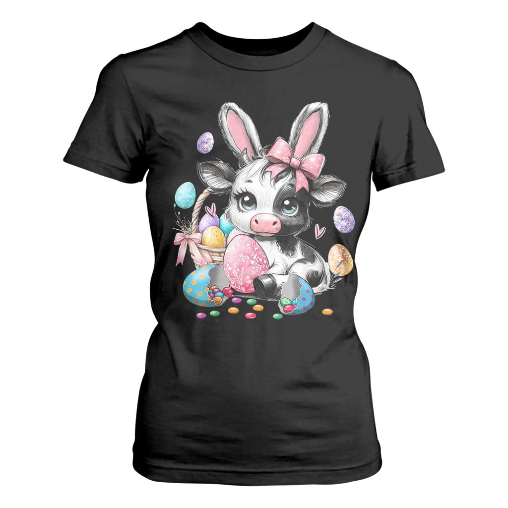 Easter Day Cow T Shirt For Women Cute Cow Bunny Heifer TS10 Black Print Your Wear