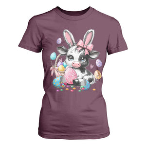 Easter Day Cow T Shirt For Women Cute Cow Bunny Heifer TS10 Maroon Print Your Wear