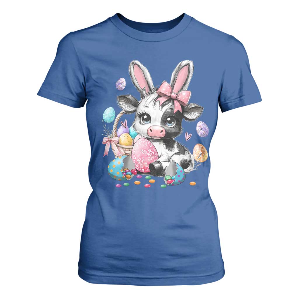 Easter Day Cow T Shirt For Women Cute Cow Bunny Heifer TS10 Royal Blue Print Your Wear