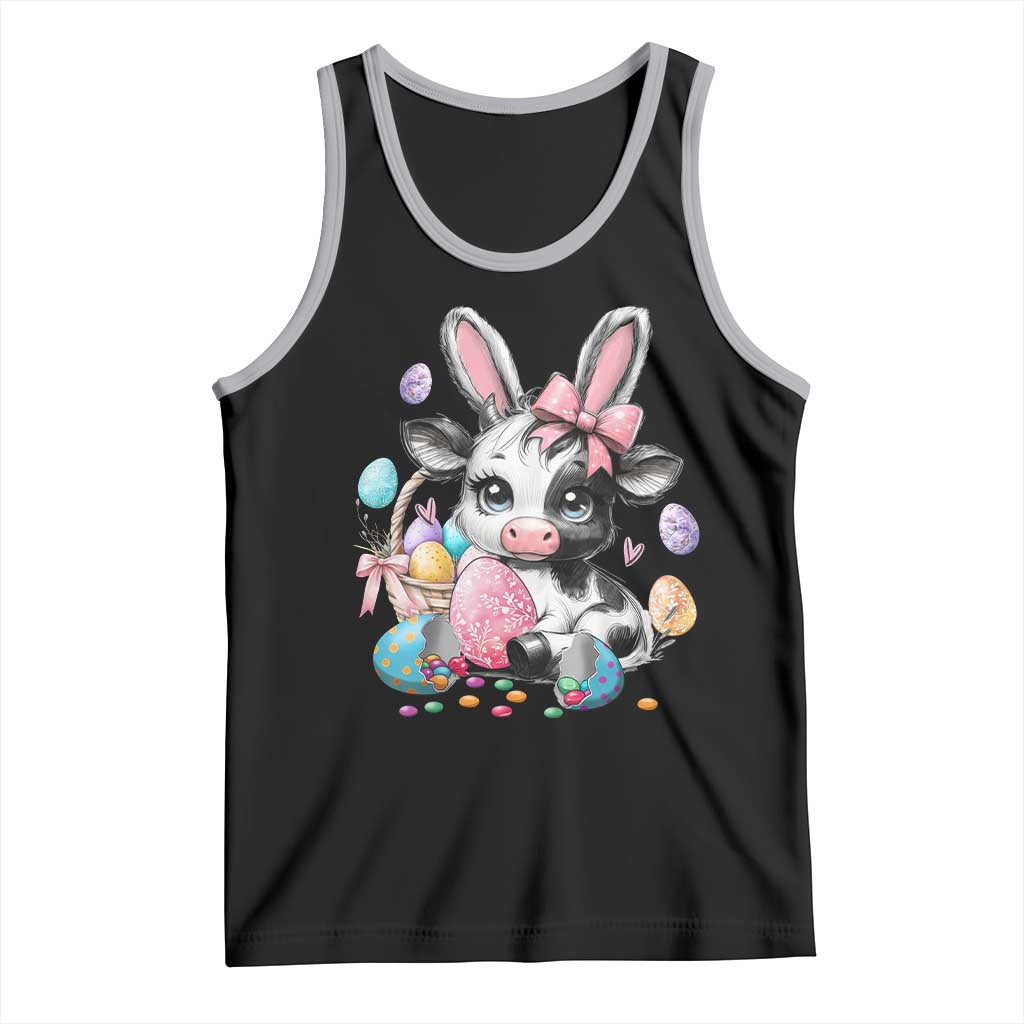 Easter Day Cow Tank Top Cute Cow Bunny Heifer TS10 Black Athletic Heather Print Your Wear
