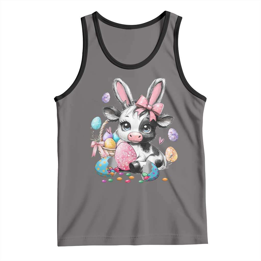 Easter Day Cow Tank Top Cute Cow Bunny Heifer TS10 Deep Heather Black Print Your Wear