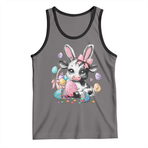 Easter Day Cow Tank Top Cute Cow Bunny Heifer TS10 Deep Heather Black Print Your Wear