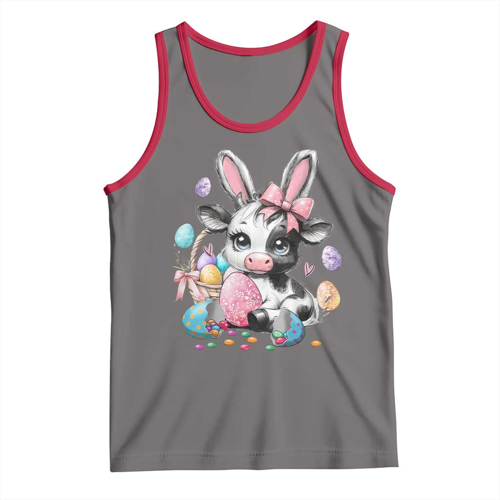 Easter Day Cow Tank Top Cute Cow Bunny Heifer TS10 Deep Heather Red Print Your Wear