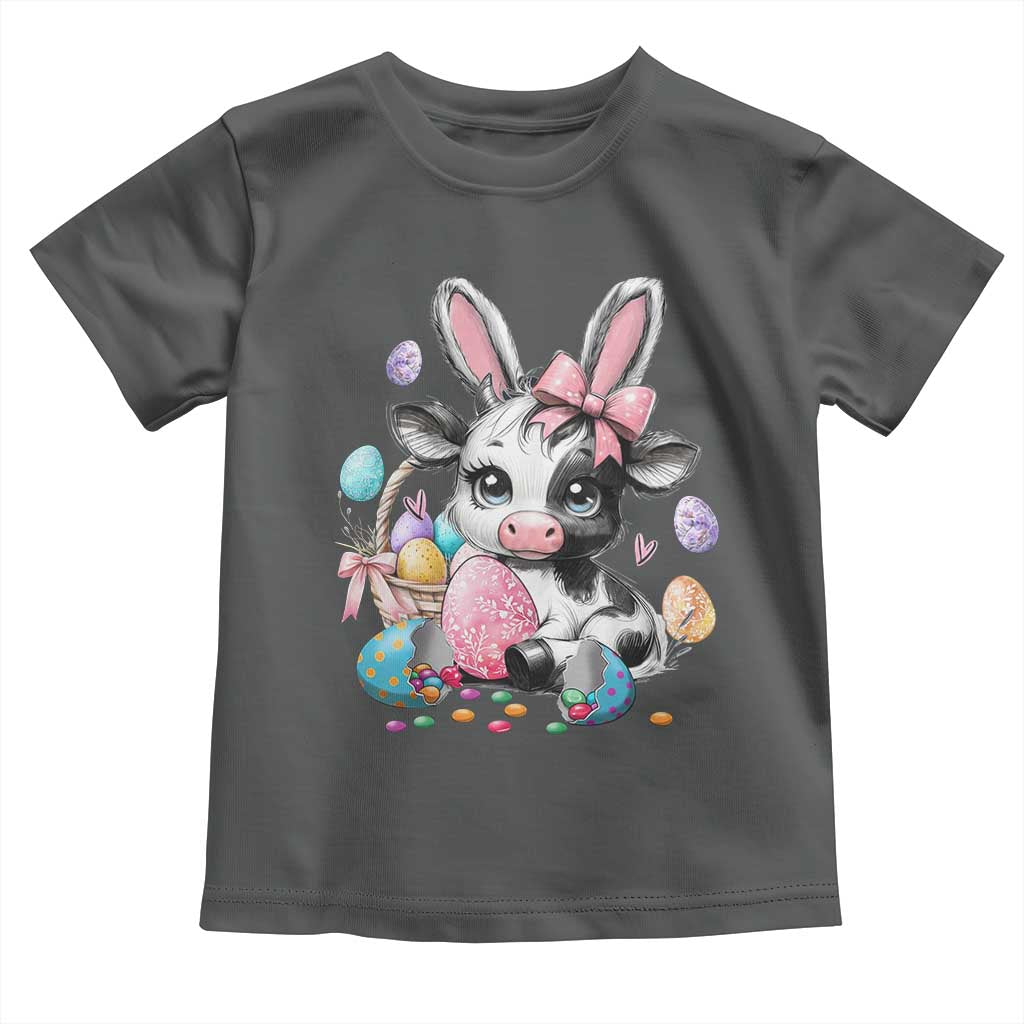 Easter Day Cow Toddler T Shirt Cute Cow Bunny Heifer TS10 Dark Heather Print Your Wear