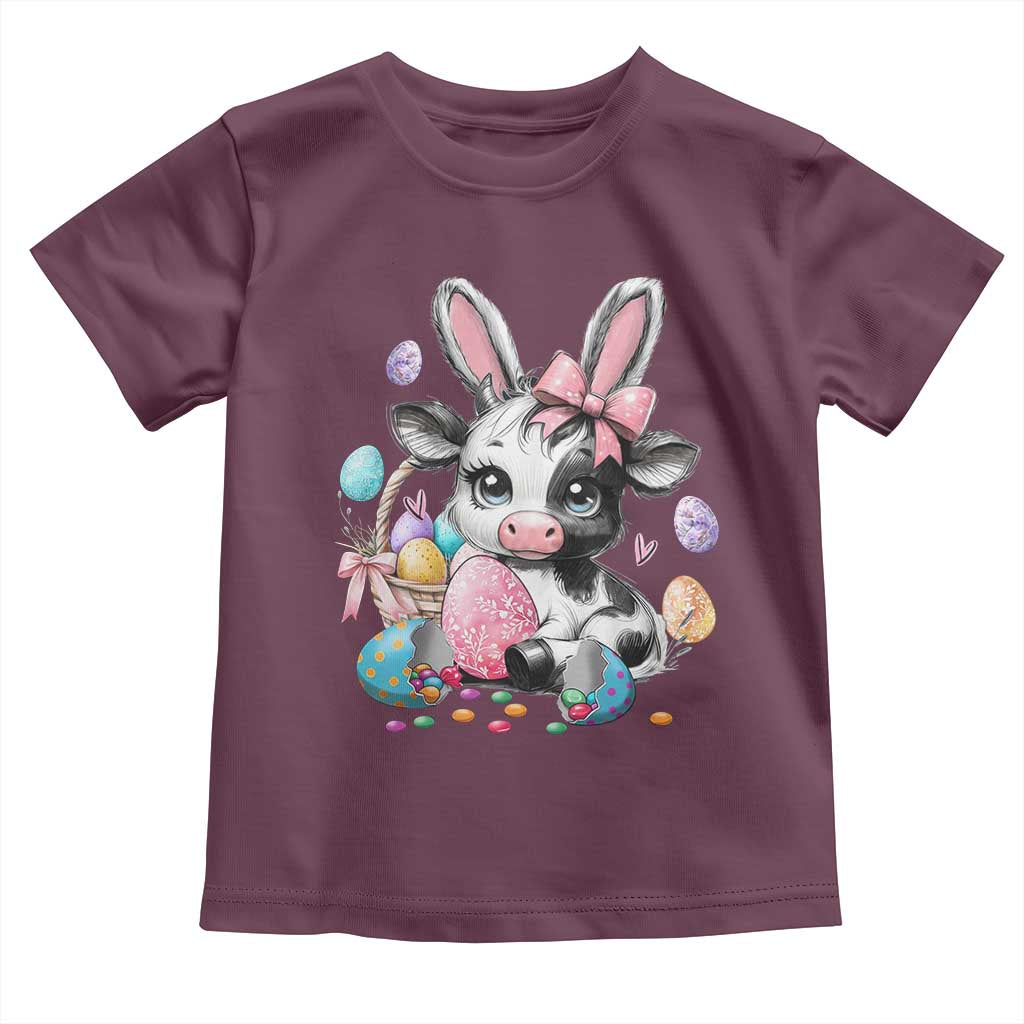 Easter Day Cow Toddler T Shirt Cute Cow Bunny Heifer TS10 Maroon Print Your Wear
