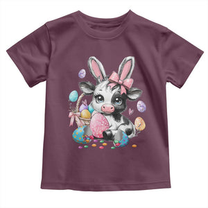 Easter Day Cow Toddler T Shirt Cute Cow Bunny Heifer TS10 Maroon Print Your Wear