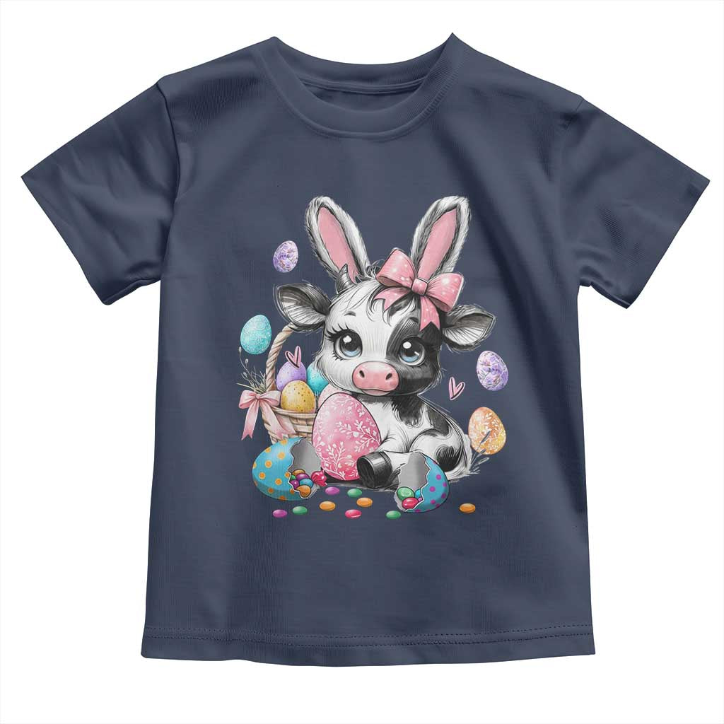 Easter Day Cow Toddler T Shirt Cute Cow Bunny Heifer TS10 Navy Print Your Wear